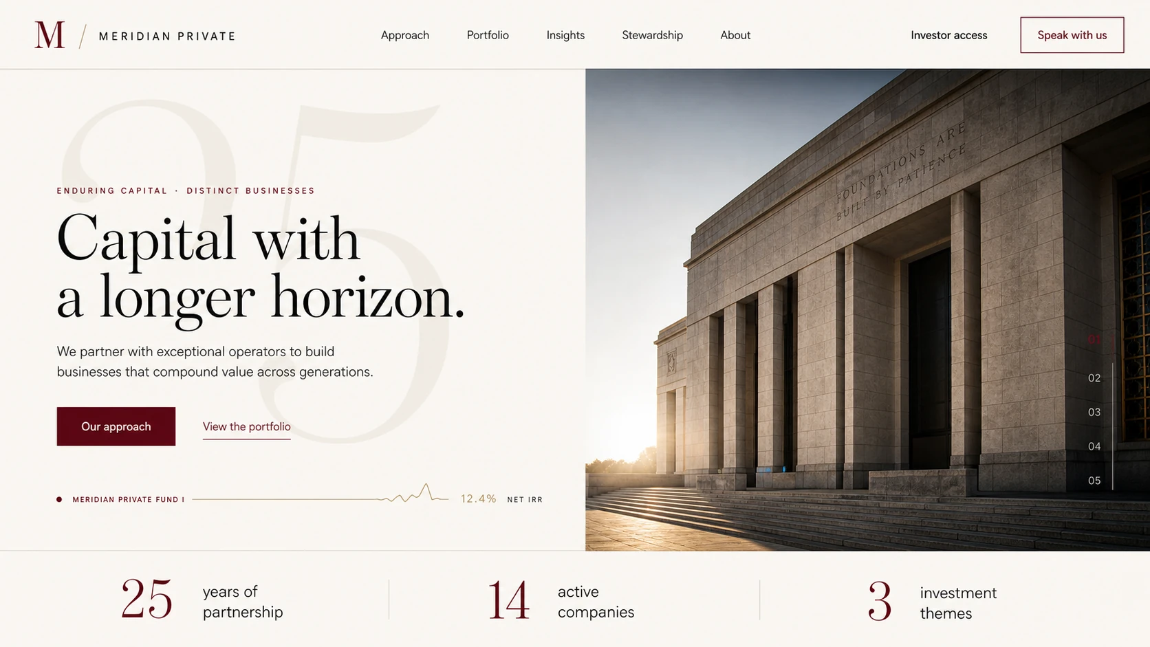 Concept de page d'accueil MERIDIAN PRIVATE