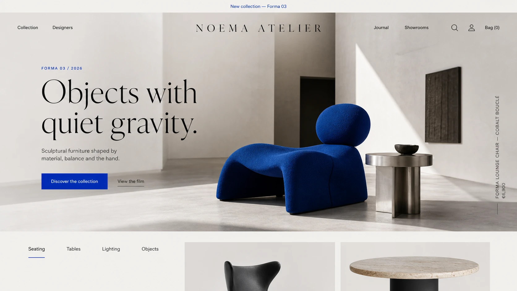 Concept de page d'accueil NOEMA ATELIER