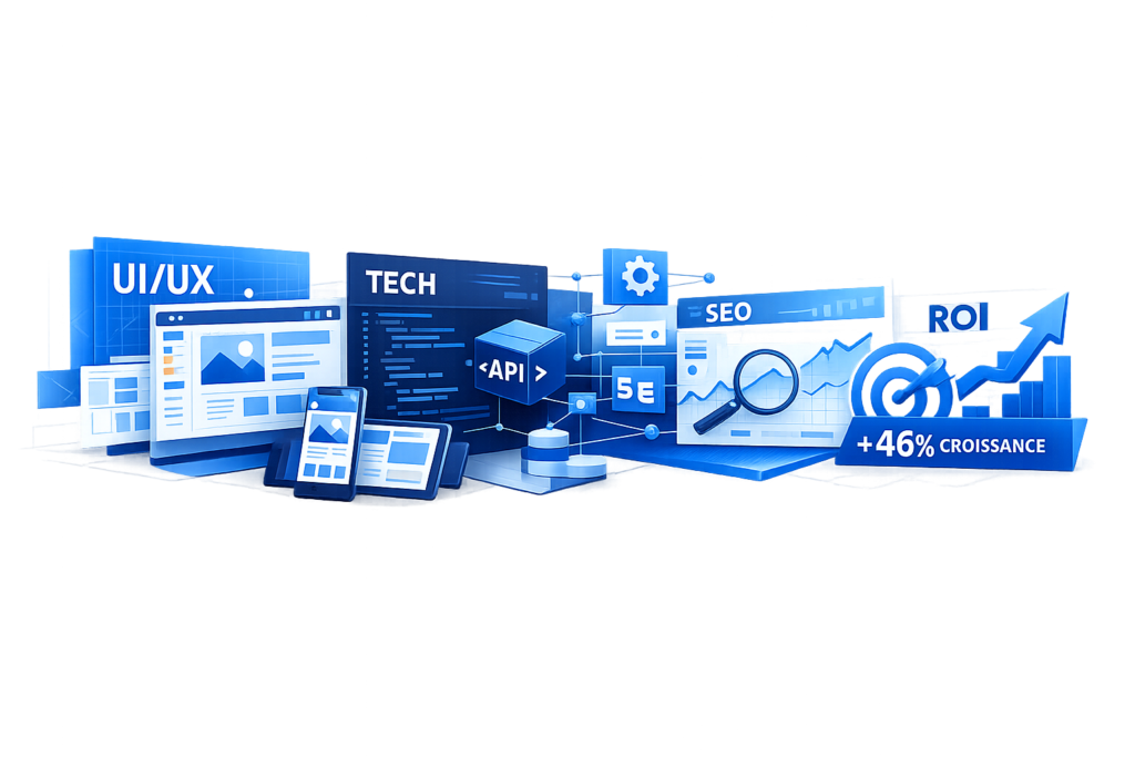 Système digital Atlas réunissant UI/UX, technologie, SEO et croissance
